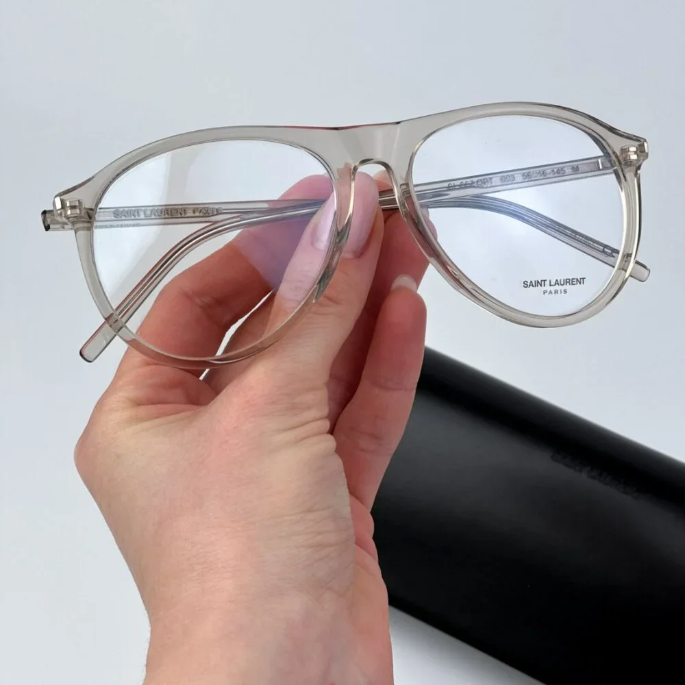 Saint Laurent Men BRAND NEW Eyeglasses Transparent Beige Pilot SL667OPT 003 - Picture 3 of 11